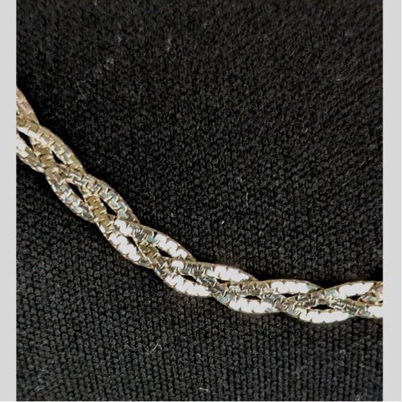 Vintage Italian Sterling Silver Braided Box Chain Necklace 30" Triple Strand 925 - Picture 4 of 12